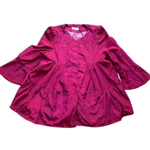 Max Mara, Vintage Max Mara Size XL Pink Single Breasted Bell Sleeve Tiered Jacket