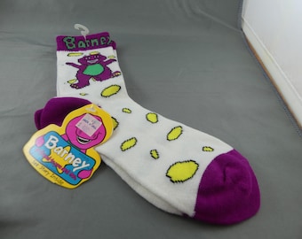 Vintage  BARNEY 1990s New Socks Size 8-9.5 Kids