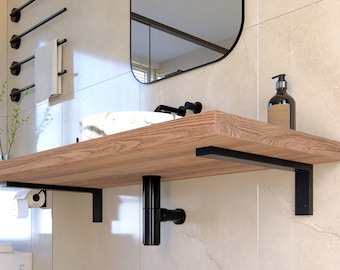 HEIGHT 4”/15cm Metal Washbasin Bracket, Wall Mounted Vanity support Washbasin console