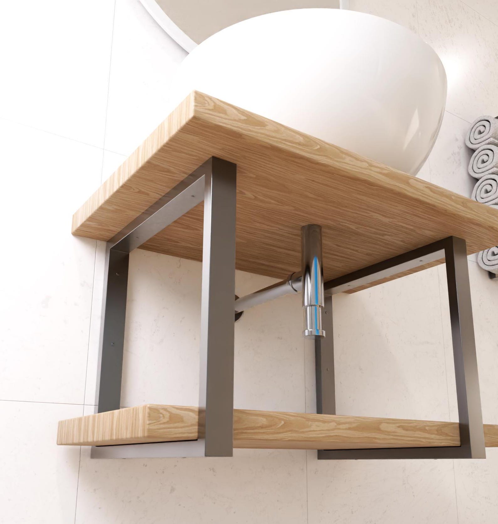 Vanity Support Double Shelf Bracket Washbasin, Vanity Support, Wall Mounted Sink ...