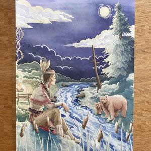 Impression de carte postale de mère d'ours