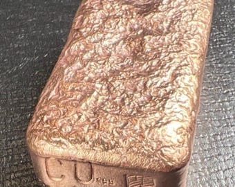 293 Gram Hand Poured Pure Copper Bar • 10 oz Copper Ingot (.999 Fine)