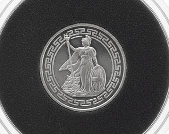 SET OF 2 British Britannia Silver Rounds, 13mm • 1 Gram Pure Silver (.999 Fine) in Air-Tite Capsule