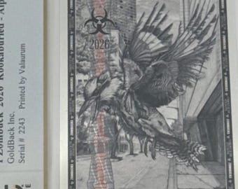 2026 Zombucks Kookaburied • Zombie Kookaburra • 1/1000 oz Fine Silver Note (99.9% Pure) • Graded Supreme Gem Uncirculated, PCGS 70 PPQ