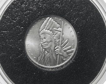 SET OF 2 Chief Washakie Native American Silver Rounds, 13mm • 1 Gram Pure Silver (.999 Fine) in Air-Tite Capsule
