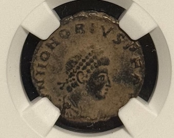 393-423 Western Roman Empire Ancient Coin • Emporer Honorius, Bronze (AE2) • Graded NGC Genuine, Coins of the Romans Label
