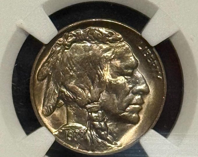 1938 D Buffalo Nickel • Denver Mint • Beautiful Mint State High Grade United States Indian Head Coin • Graded NGC MS67