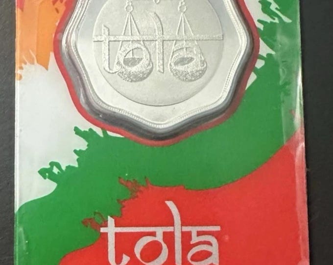 PAMP MMTC India Tola Silver Round • 99.99% Pure Silver in Assay Card • Fractional Silver • 11.6638 Grams (0.375 Troy Ounces)