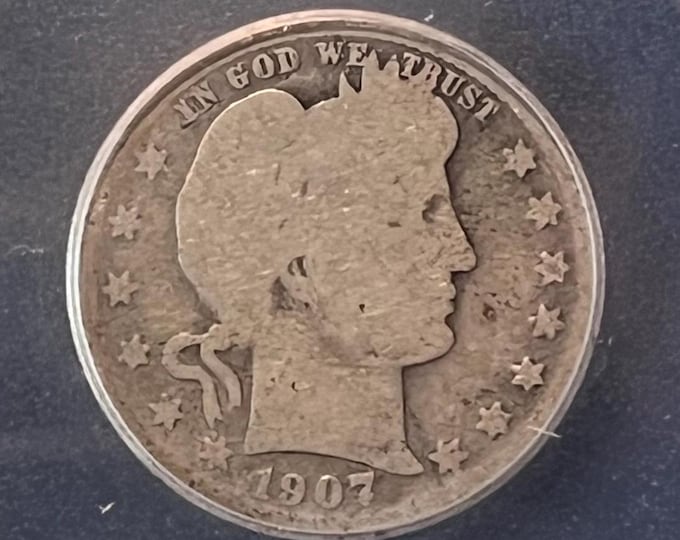 1907 P Silver Barber Quarter • 90% Fine Silver Type Coin • Philadelphia Mint • Graded ICG AG3 (About Good 3) Genuine
