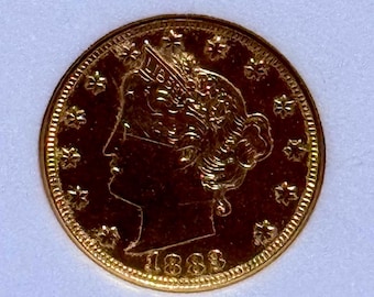1883 Racketeer Liberty Head V Nickel • Type 1, No Cents • Mint Condition Gold Plated Coin in SGS Slab Holder
