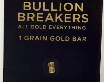 Bullion Breakers 1 Grain Pure Gold Bar Card (.999 Fine, 24K Gold)