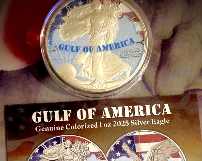 2025 American Silver Eagle • Gulf of America Edition • Genuine Colorized 1 oz Fine Silver Coin in Capsule + COA & Stand • Limited Mintage