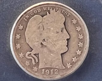 1912 P Silver Barber Quarter • 90% Fine Silver Type Coin • Philadelphia Mint • Graded ICG AG3 (About Good 3) Genuine