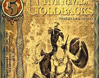 2020 Nevada Pre-Alpha 5 GOLDBACKS • First Year of Issue • 1/200 oz Fine Gold, 24K • Mint Condition in Currency Sleeve