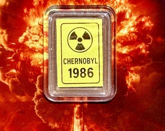 1986 Chernobyl Radiation PURE GOLD BAR Coin in Assay Card • 1/1000oz Fine Gold (.9999, 24k) • Liberia Legal Tender • Mintage #4444/9999
