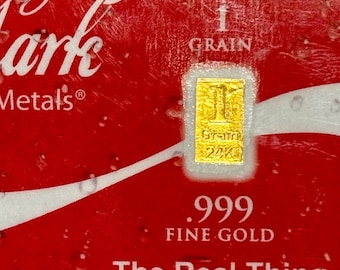 Benchmark 1 Grain Pure Gold in Assay Card (.999 Fine, 24K) • The Real Thing Coca-Cola Inspired Theme Wallet Card