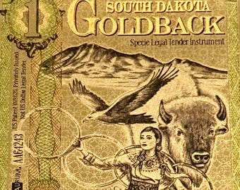 2023 South Dakota ALPHA SERIES 1 Goldback • First Year of Issue, AA Serial Number • 1/1000oz Pure Gold (.999 Fine, 24K)