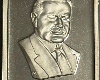 1975 Vintage Hamilton Mint Silver Proof Art Bar • 31st President Herbert Hoover Signed Portrait • 1 oz Fine Silver Ingot (99.9% Fine)
