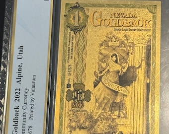 2022 Nevada 1 GOLDBACK • 1/1000oz Fine Gold • 99.9% Pure Fractional Gold Currency Note • Graded Supurb Gem Uncirculated PCGS 69 PPQ