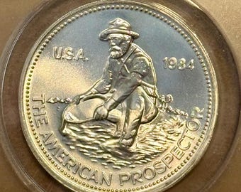 1985 Engelhard American Prospector Vintage Silver Round, Eagle Reverse • 1 oz Fine Silver (99.9% Pure) • Graded ANACS MS68