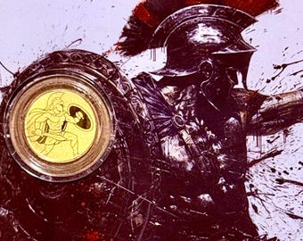 Ancient Greece Spartan PURE GOLD COIN in Assay Card • 1/1000oz Fine Gold (.9999, 24k) • Liberia Legal Tender • Limited Mintage #5734/9999