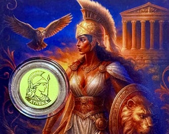 Ancient Greece Athena PURE GOLD COIN in Assay Card • 1/1000oz Fine Gold (.9999, 24k) • 2026 Niue Legal Tender • Mintage #4047/9999