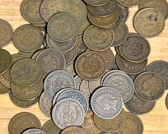LOT OF 80 • Indian Head Penny, One Cent • Ten Year Run (1890-1899)  • Ungraded G/VG (Good/ Very Good)