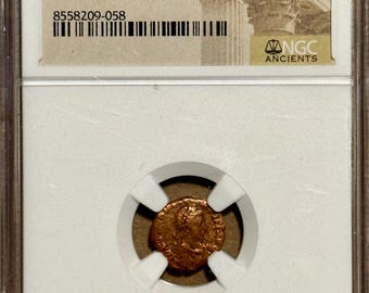 375-392 Western Roman Empire Ancient Coin • Emporer Valentinian AE4 Nummus • Decline & Fall of Rome Label • Graded NGC Genuine