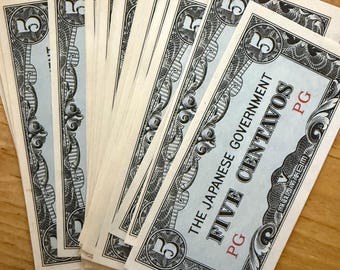 LOT OF 32 NOTES • 1942 World War 2 Japanese Invasion Money, Japan’s Occupation of Philippines, 5 Centavos • Crisp, Uncirculated Condition