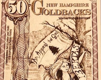 2021 New Hampshire 50 GOLDBACKS • 1/20 oz Fine Gold Note, 24K • Uncirculated, Mint Condition in Currency Sleeve