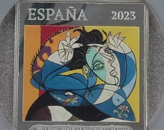 Pablo Picasso Signed, Woman with Arms Raised Silver Art Painting Coin • 4.34oz 99.9% Pure Silver • 2023 Spain • Graded NGC PF70 Ultra Cameo