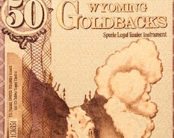2022 Wyoming 50 GOLDBACKS (non-Alpha) • First Year of Issue • 1/20 oz Fine Gold Note, 24K • Mint Condition in Currency Sleeve