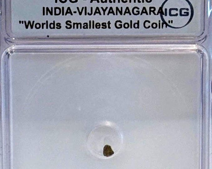 1336-1646 India World’s Smallest Gold Coin • Genuine BELE from Karnata Kingdom • Medieval Vijayanagara Empire • Graded ICG Authentic