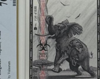 2027 Zombucks Elegaunt • Zombie Wildlife Elephant • 1/1000 oz Fine Silver Note (99.9% Pure) • Graded Supreme Gem Uncirculated, PCGS 70 PPQ