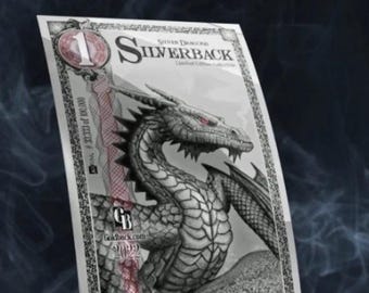 2022 Silver Dragons 1 Silverback • 1ST YEAR OF ISSUE • 1/100 oz Fine Silver Aurum Foil Note (99.9% Pure) • Fractional Silver Currency