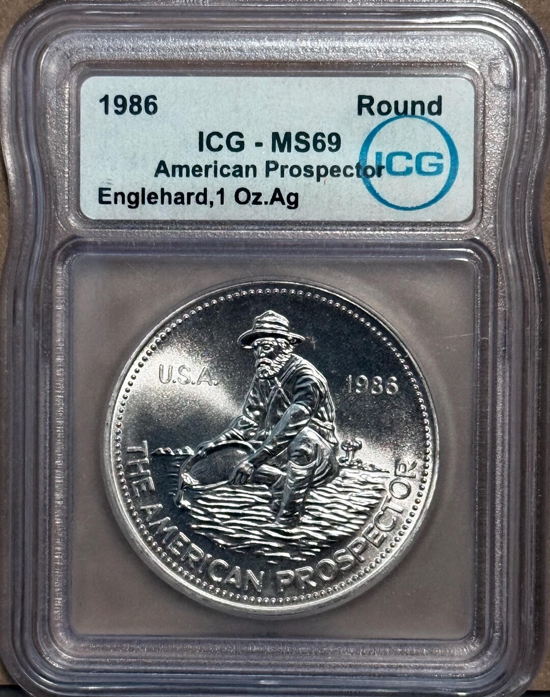 1986 Engelhard American Prospector, Eagle Reverse • 1 Oz Pure
