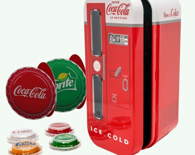 Coca-Cola Silver Bottle Cap Set in Vending Machine Display Tin • 6g Fine Silver Each (x4) • Coke Diet Coke Sprite Fanta Orange • 2020 Fiji