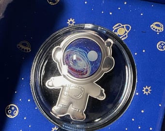 2021 Fiji Space Exploration Little Astronaut Shaped Silver Coin • 10 Grams Pure Silver (.999 Fine) • Capsule, Display Box + COA