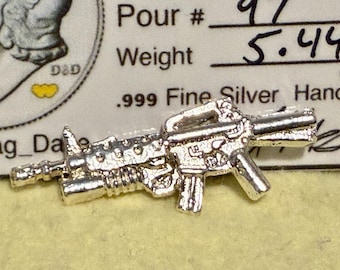 Hand Poured Miniature Pure Silver Rifle + Signed COA • Roblox Lego Figure Compatible Weapon • Dimebag Dave • 5.44 Grams Fine Silver (.999)