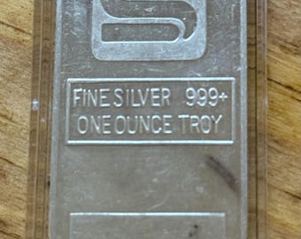 Vintage 1970s Simmons Refco Silver Bar • 1 oz Fine Silver in Capsule (99.9% Pure) • Simmons Refining Company • RARE Total Mintage <500