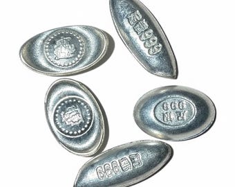 SET OF 5 Chinese 1 Gram Pure Silver Rice Grain Ingots • 5 Grams Fine Silver Total (.999 Fine)