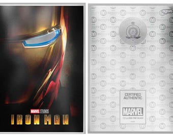 2024 Agoro Mint • Marvel Infinity Saga Iron Man Phase One • 1.5 oz Fine Silver Foil (.999 Fine) • 8.5”x13” • Limited Mintage of 500