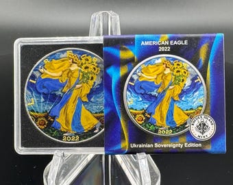 2022 Colorized American Silver Eagle • Ukrainian Sovereignty Edition • Rogues Island Mint • 1 oz Fine Silver • RARE Limited Mintage #111/650