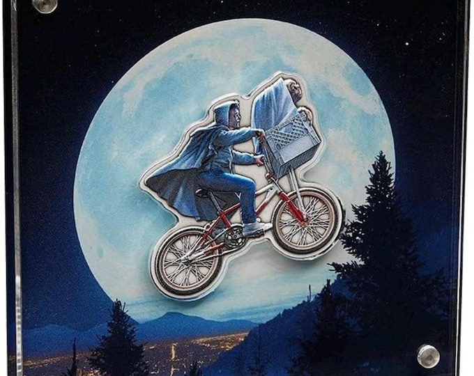 E.T. The Extra-Terrestrial Movie 40th Anniversary • Bicycle Shaped Pure Silver Coin • 2 oz Fine Silver • 2022 Niue • Limited Mint #505/600