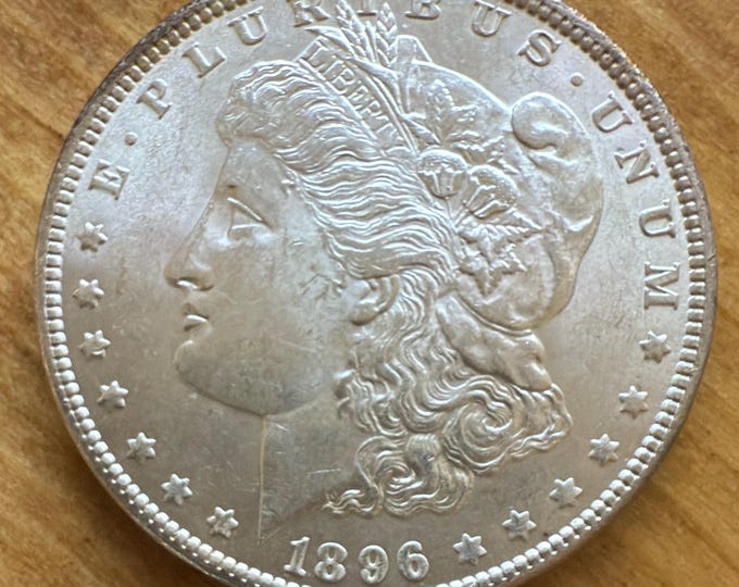 1896 P Morgan Silver Dollar • Philadelphia Mint • 90% Fine Silver Coin, Ungraded AU+ Uncirculated, Better Grade • Sigma Tested Authentic