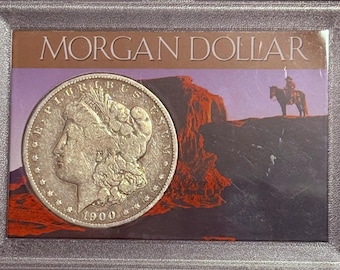 1900 O Morgan Silver Dollar in Whitman Display Holder • New Orleans Mint • 90% Fine Silver • Genuine Ungraded Raw Coin • VG/F Condition