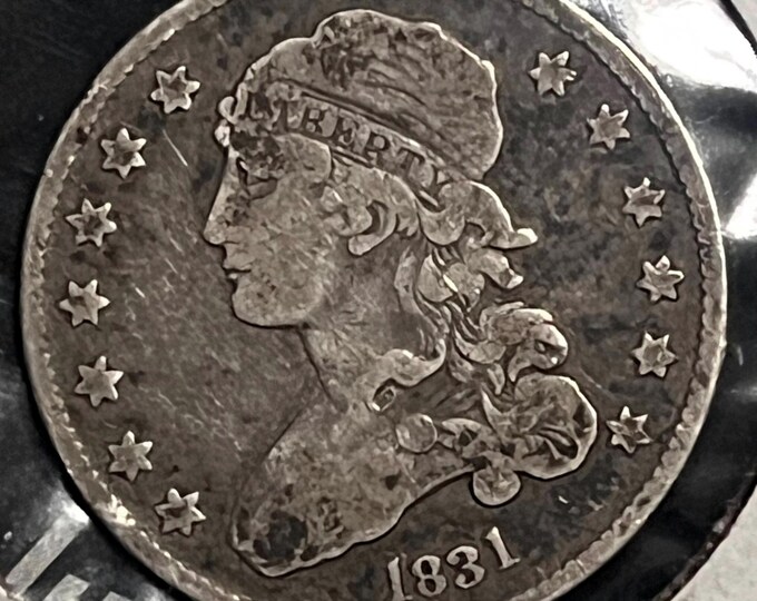 1831 Small Letters Capped Bust Silver Quarter 25c • 89% Fine Silver Type Coin (First Year of Issue) • Appears XF Extremely Fine