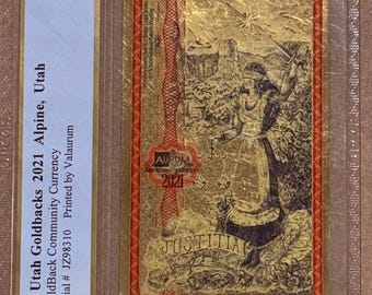 2021 Utah 10 GOLDBACKS • 1/100 oz Fine Gold • 99.9% Pure Fractional Gold Currency Note 24K • Graded Supreme Gem Uncirculated, PCGS 70 PPQ