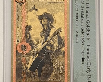 2025 Oklahoma Limited Early Release (LER) 3 GOLDBACKS, Serial #2131 • Graded PMG 70