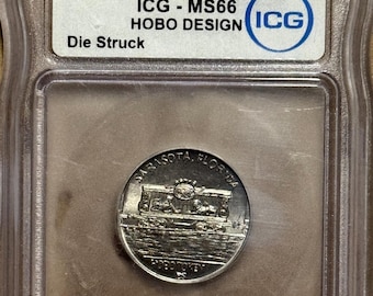 Die Struck HOBO NICKEL Design Token • Sarasota Florida, Indian Head Nickel • Graded ICG MS66